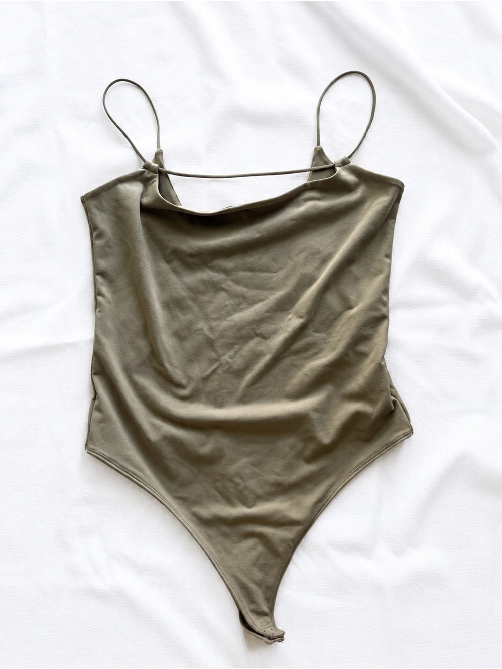 Abercrombie & Fitch Soft A&F Collection Taupe Cowl Neck Bodysuit Size Large